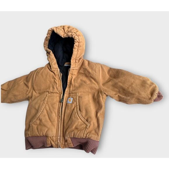 Carhartt Baby Toddler Jacket 18M Brown Hooded Quilt Lined Full Zip Coat 18 Month - Picture 6 of 15
